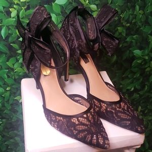 INC Black Lace Pumps, Size 10
